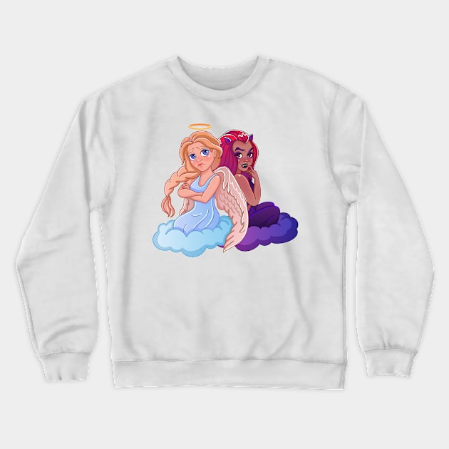 Angel vs. Devil Crewneck Sweatshirt by Ksenia Aksenteva